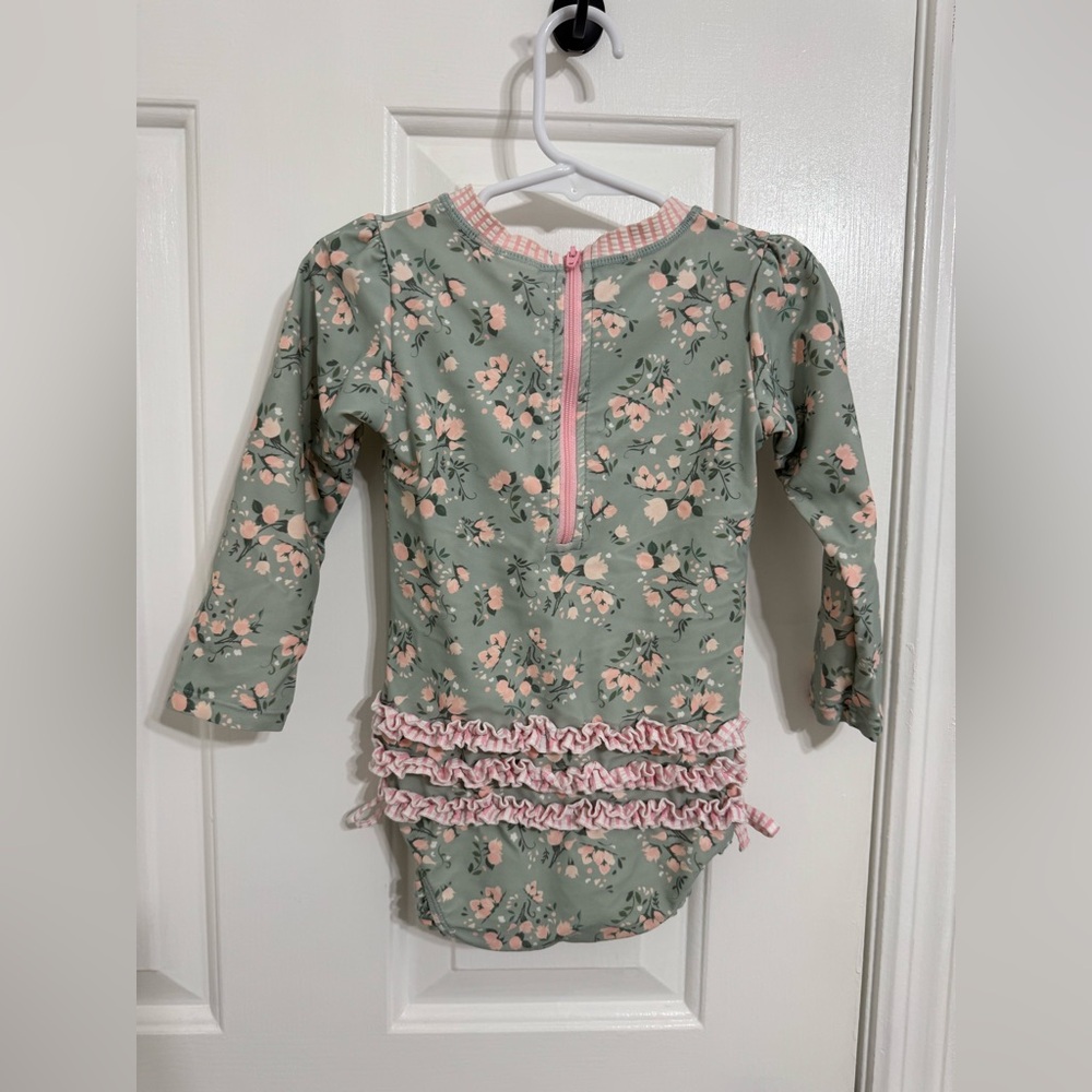 RuffleButts 2T Tea Roses Long Sleeve Rashguard - Picture 2 of 2